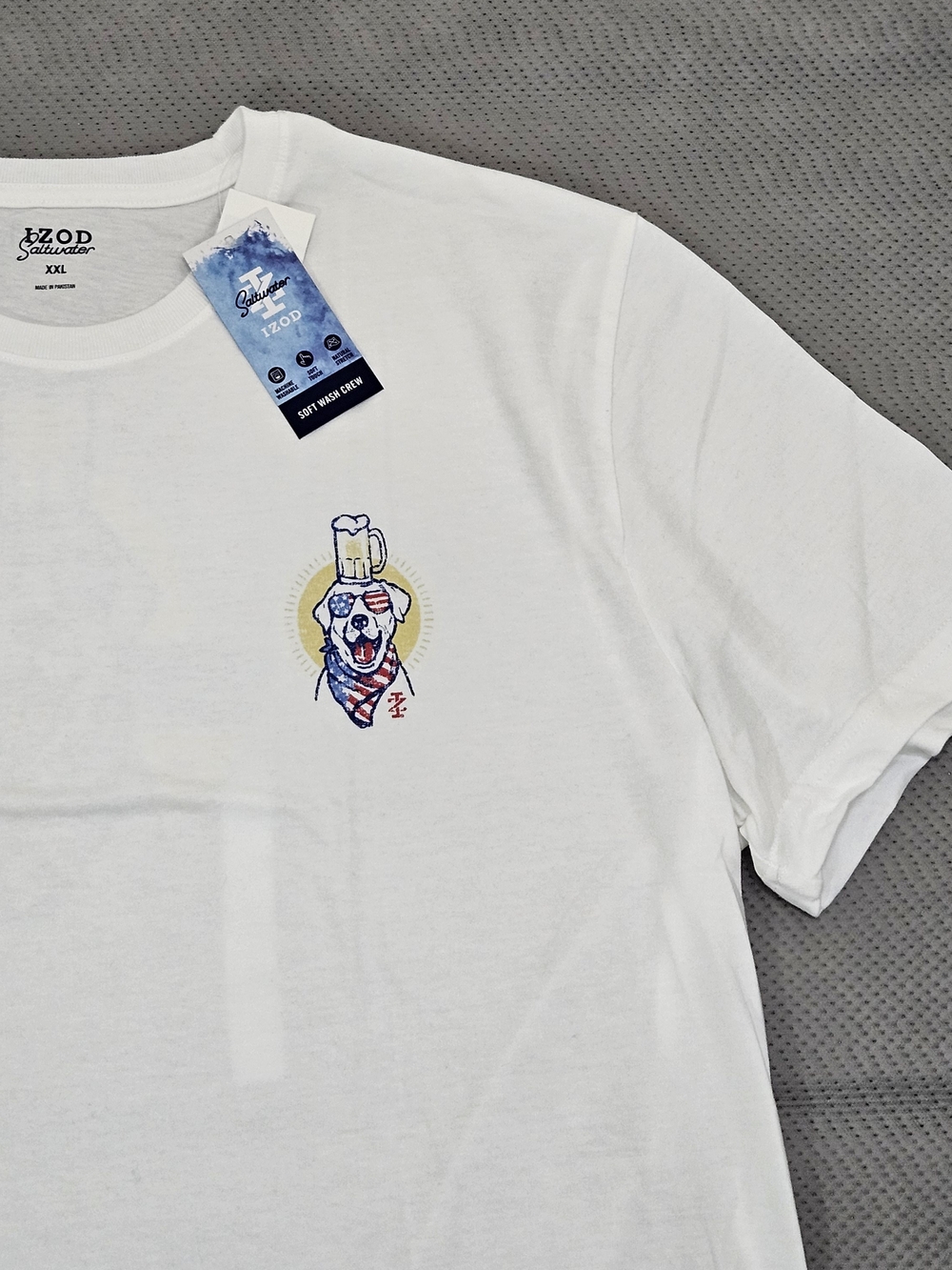 Izod White 4th Of July Crew Neck T-Shirt Graphic Tee Size 2XL